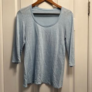Eileen Fisher 3/4 Sleeve Top/ Cool Blue / 100% Linen/ Size XS